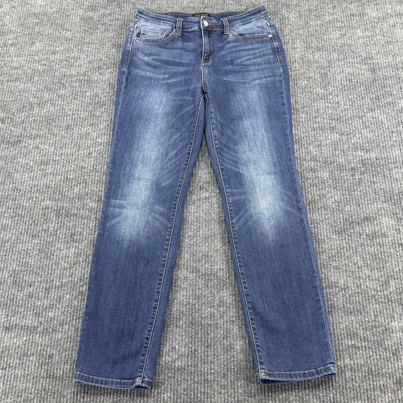 Judy Blue Denim - Judy Blue Straight Jeans Womens 9/29 Blue Medium Wash Mid Rise Stretch Denim